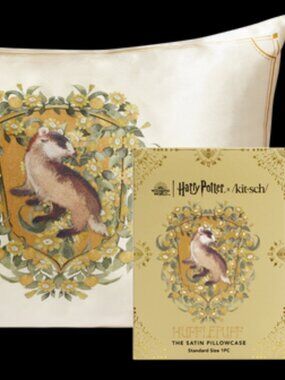 NEW Kitsch x Harry Potter Hufflepuff ~ The Satin Pillowcase - King